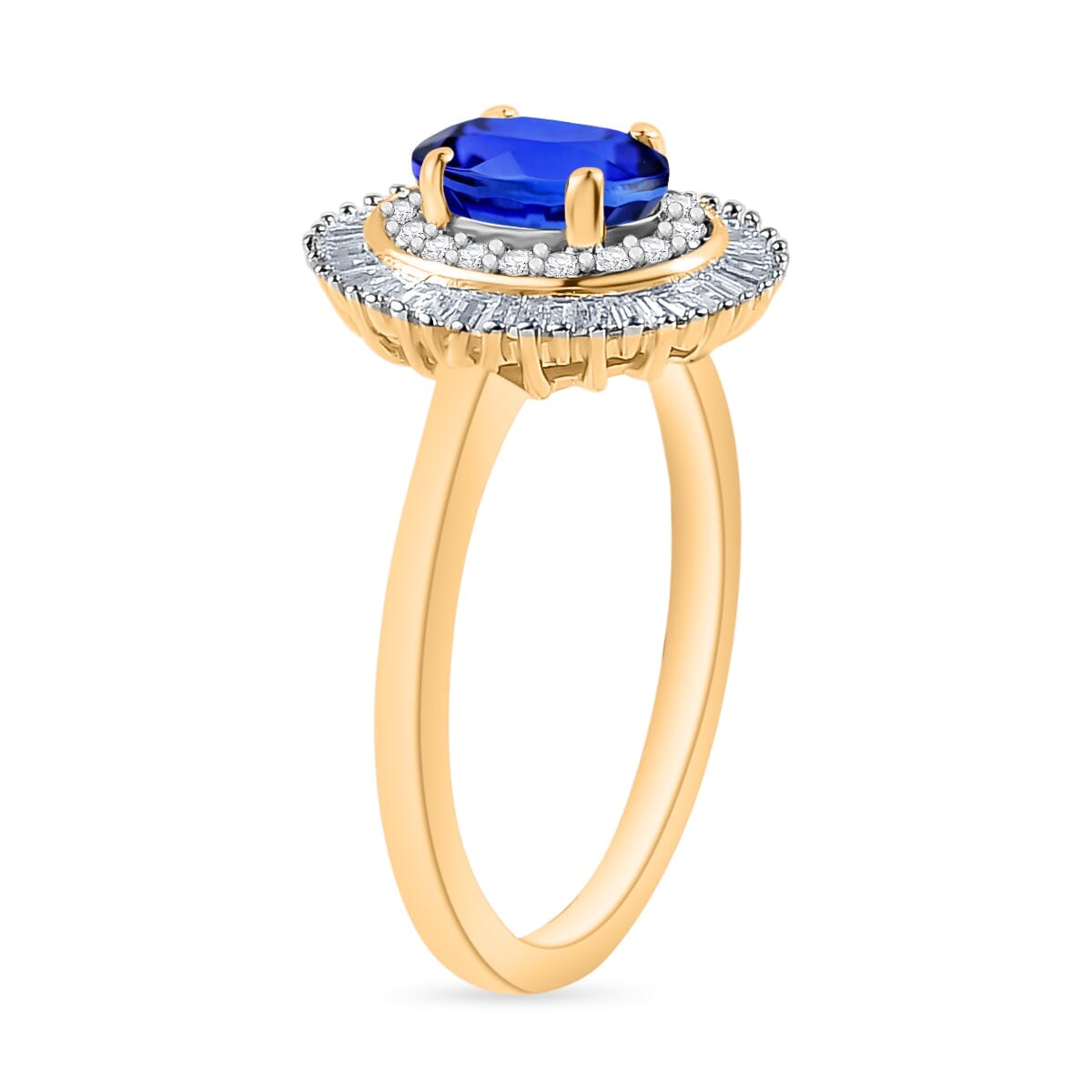 Rhapsody AAAA Tanzanite and E-F VS2 Diamond Ring in 18K Yellow Gold (Size 4.5) 1.06 ctw image number 2