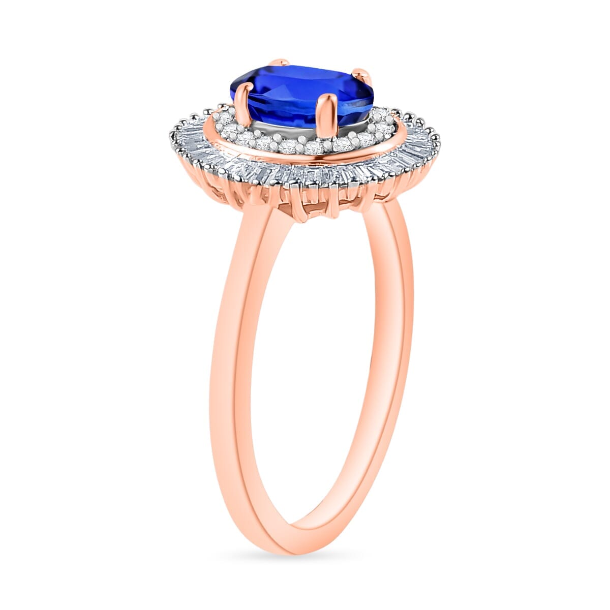 Rhapsody AAAA Tanzanite and E-F VS2 Diamond Ring in 18K Rose Gold (Size 10.5) 1.06 ctw image number 2