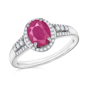 Rhapsody AAAA Mozambique Ruby and E-F VS2 Diamond 2.96 ctw Ring in 18K White Gold (Size 10.0) 4.50 Grams