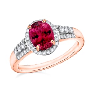 Rhapsody AAAA Ouro Fino Rubellite and E-F VS2 Diamond 2.76 ctw Ring in 18K Rose Gold (Size 8.5)