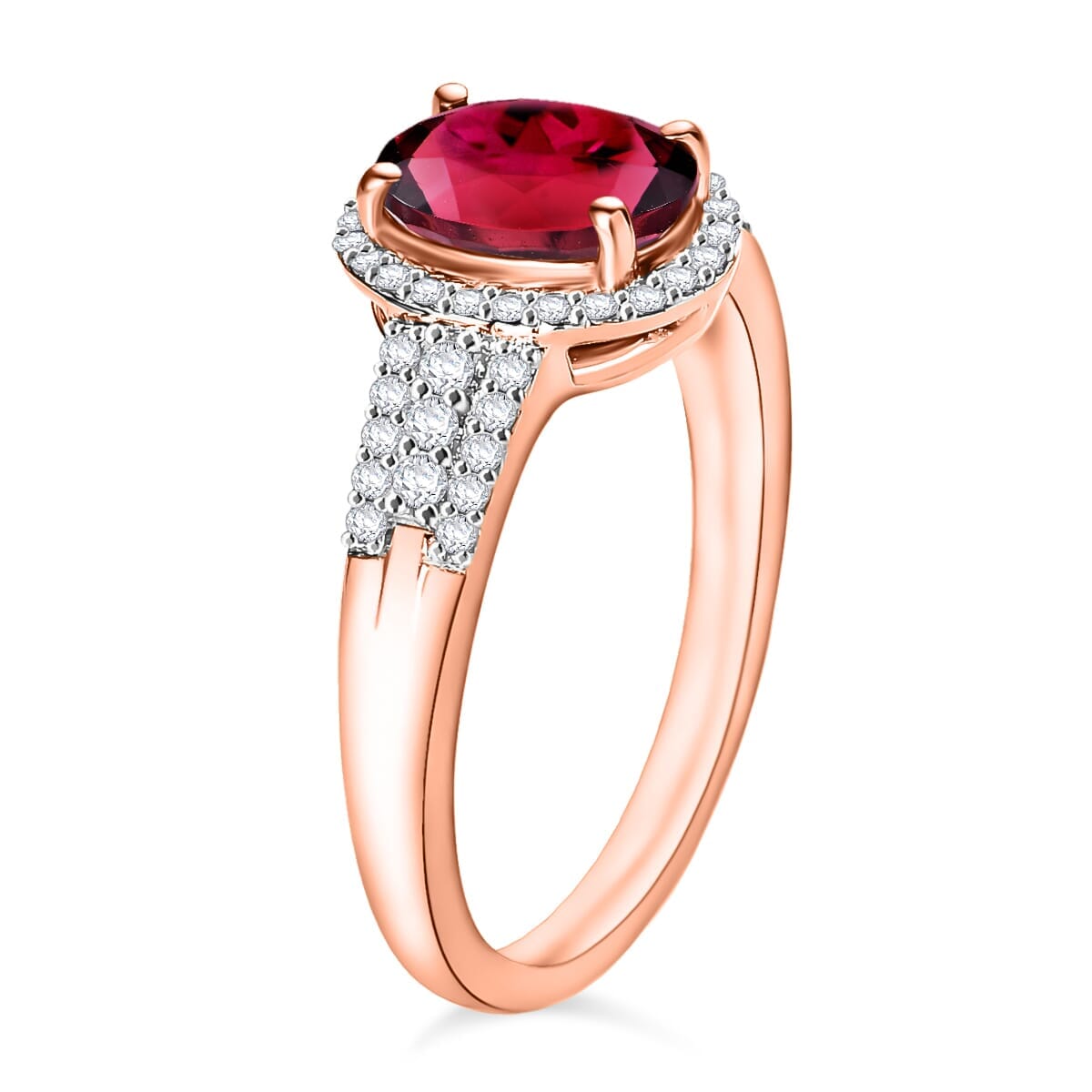 Rhapsody AAAA Ouro Fino Rubellite and E-F VS2 Diamond 2.76 ctw Ring in 18K Rose Gold (Size 8.5) image number 2