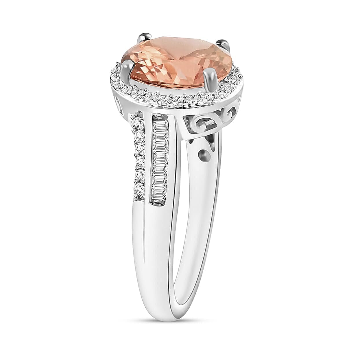 Rhapsody AAAA Marropino Morganite and E-F VS2 Diamond 2.68 ctw Ring in 18K White Gold (Size 6.5) 4.60 Grams (Del. in 10-12 Days) image number 2