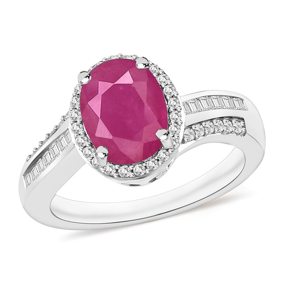 Rhapsody AAAA Mozambique Ruby and E-F VS2 Diamond 2.88 ctw Ring in 18K White Gold (Size 10.0) 4.60 Grams image number 0
