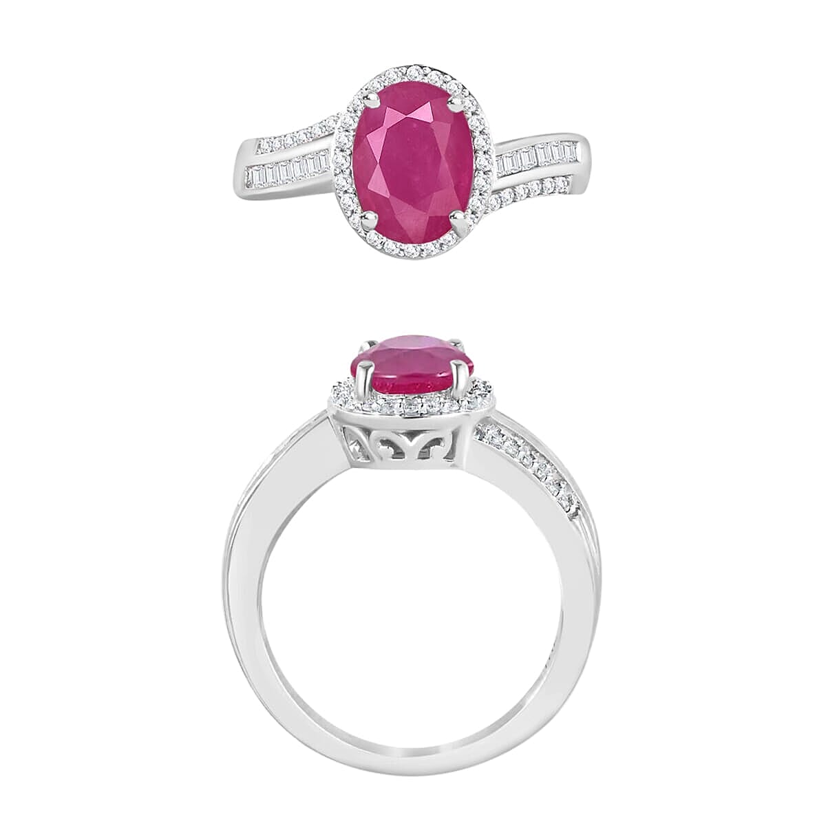 Rhapsody AAAA Mozambique Ruby and E-F VS2 Diamond 2.88 ctw Ring in 18K White Gold (Size 10.0) 4.60 Grams image number 3