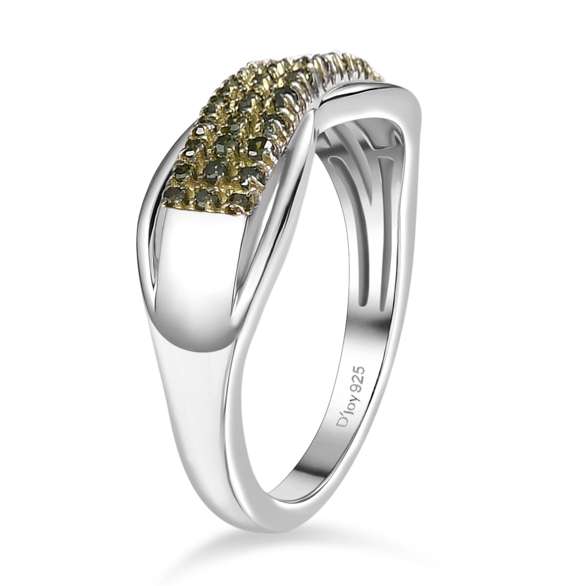 D'Joy Green Diamond (IR) Ring in Rhodium Over Sterling Silver (Size 6.0) 0.15 ctw image number 3