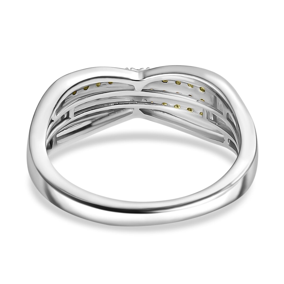 D'Joy Green Diamond (IR) Ring in Rhodium Over Sterling Silver (Size 6.0) 0.15 ctw image number 4