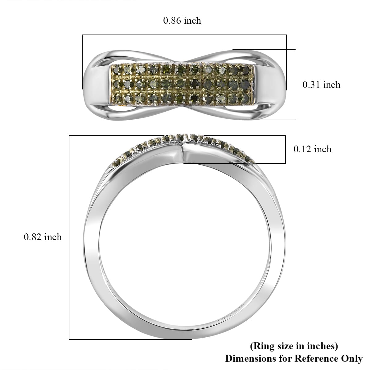 D'Joy Green Diamond (IR) Ring in Rhodium Over Sterling Silver (Size 6.0) 0.15 ctw image number 5