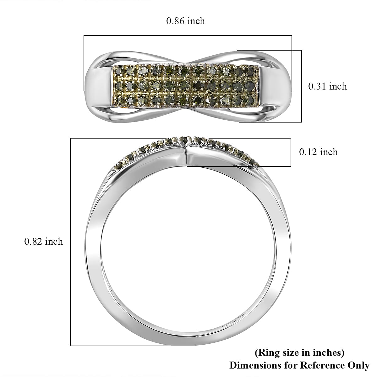 D'Joy Green Diamond (IR) Ring in Rhodium Over Sterling Silver (Size 7.0) 0.15 ctw image number 5