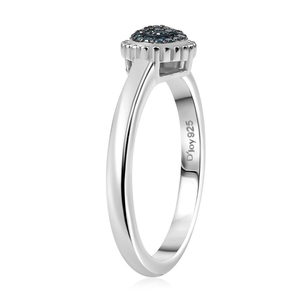 D'Joy Blue Diamond (IR) Ring in Rhodium Over Sterling Silver (Size 10.0) 0.10 ctw image number 3