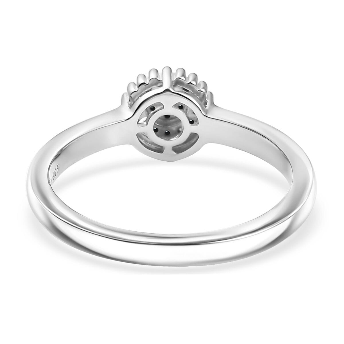 D'Joy Blue Diamond (IR) Ring in Rhodium Over Sterling Silver (Size 10.0) 0.10 ctw image number 4