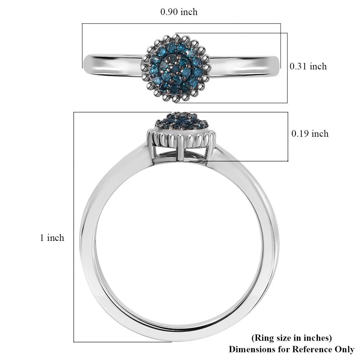 D'Joy Blue Diamond (IR) Ring in Rhodium Over Sterling Silver (Size 10.0) 0.10 ctw image number 5