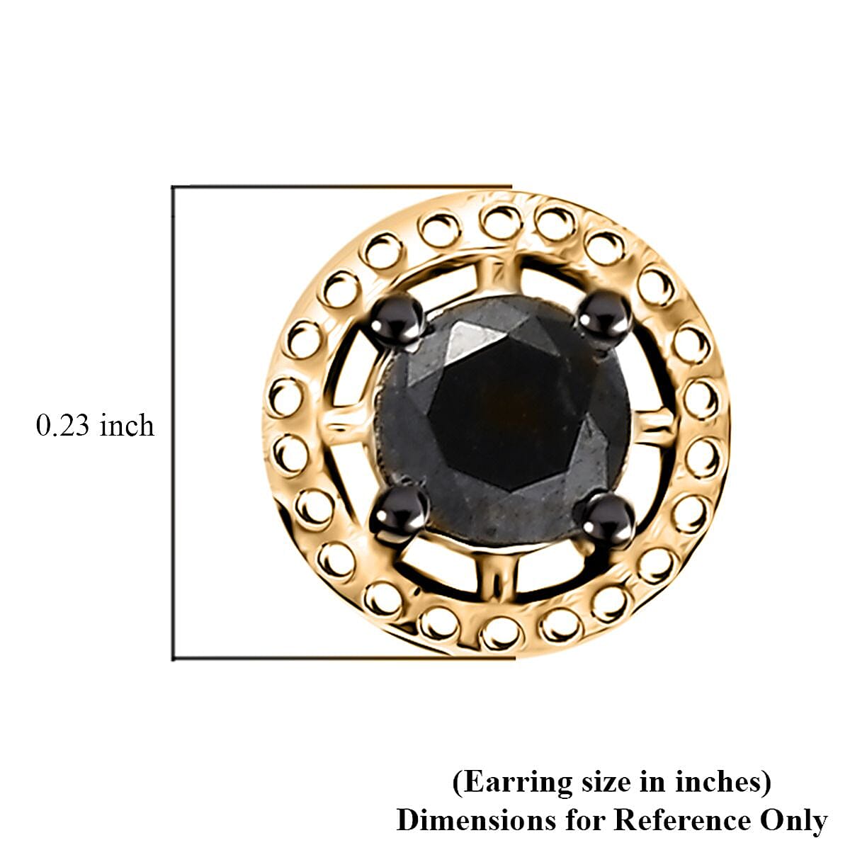 D'Joy Black Diamond (IR) Solitaire Stud Earrings in 18K Vermeil YG Over Sterling Silver 0.35 ctw image number 5