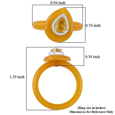 D'Joy Yellow Jade(D), Multi Gemstone Victorian Era Ring in Rhodium Over Sterling Silver 20.90 ctw (Size 10.0)