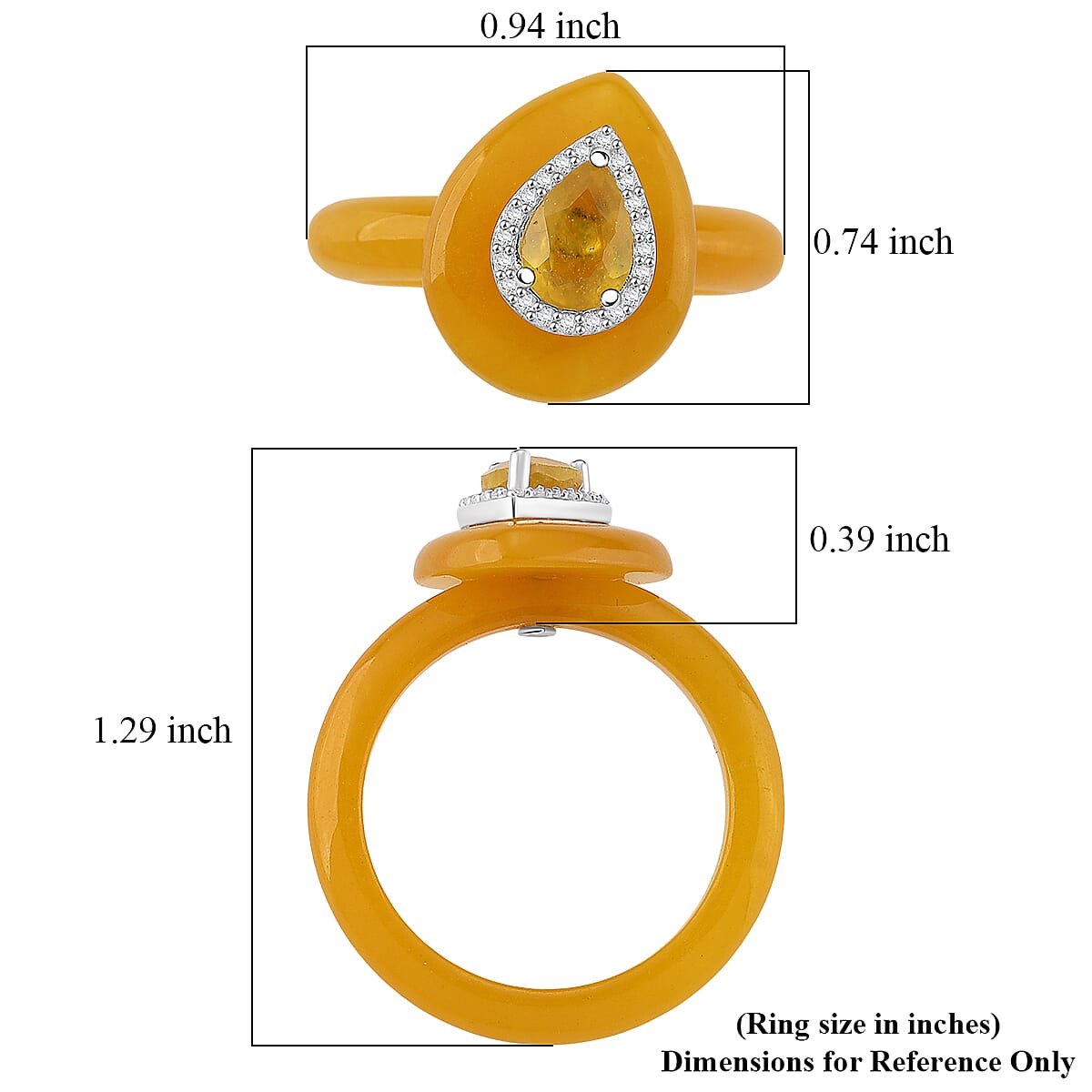 D'Joy Yellow Jade(D), Multi Gemstone Victorian Era Ring in Rhodium Over Sterling Silver 20.90 ctw (Size 9.0) image number 5