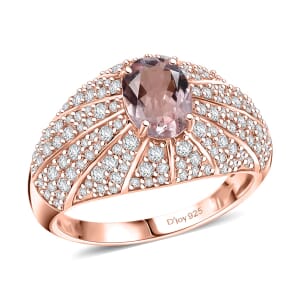 D'Joy Premium Pink Morganite and Moissanite 2.70 ctw Blooming Dawn Ring in 18K Vermeil Rose Gold Over Sterling Silver (Size 10.0)