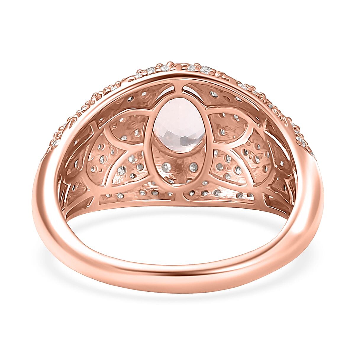 D'Joy Premium Pink Morganite and Moissanite 2.70 ctw Blooming Dawn Ring in 18K Vermeil Rose Gold Over Sterling Silver (Size 10.0)