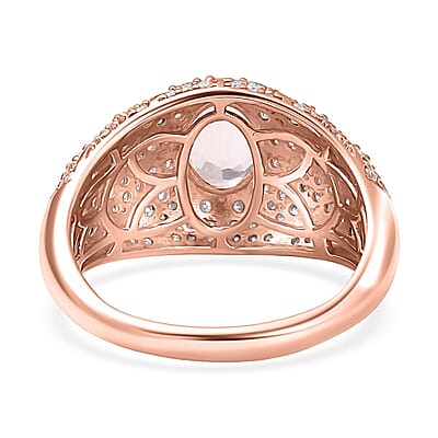 D'Joy Premium Pink Morganite and Moissanite 2.70 ctw Blooming Dawn Ring in 18K Vermeil Rose Gold Over Sterling Silver (Size 10.0)