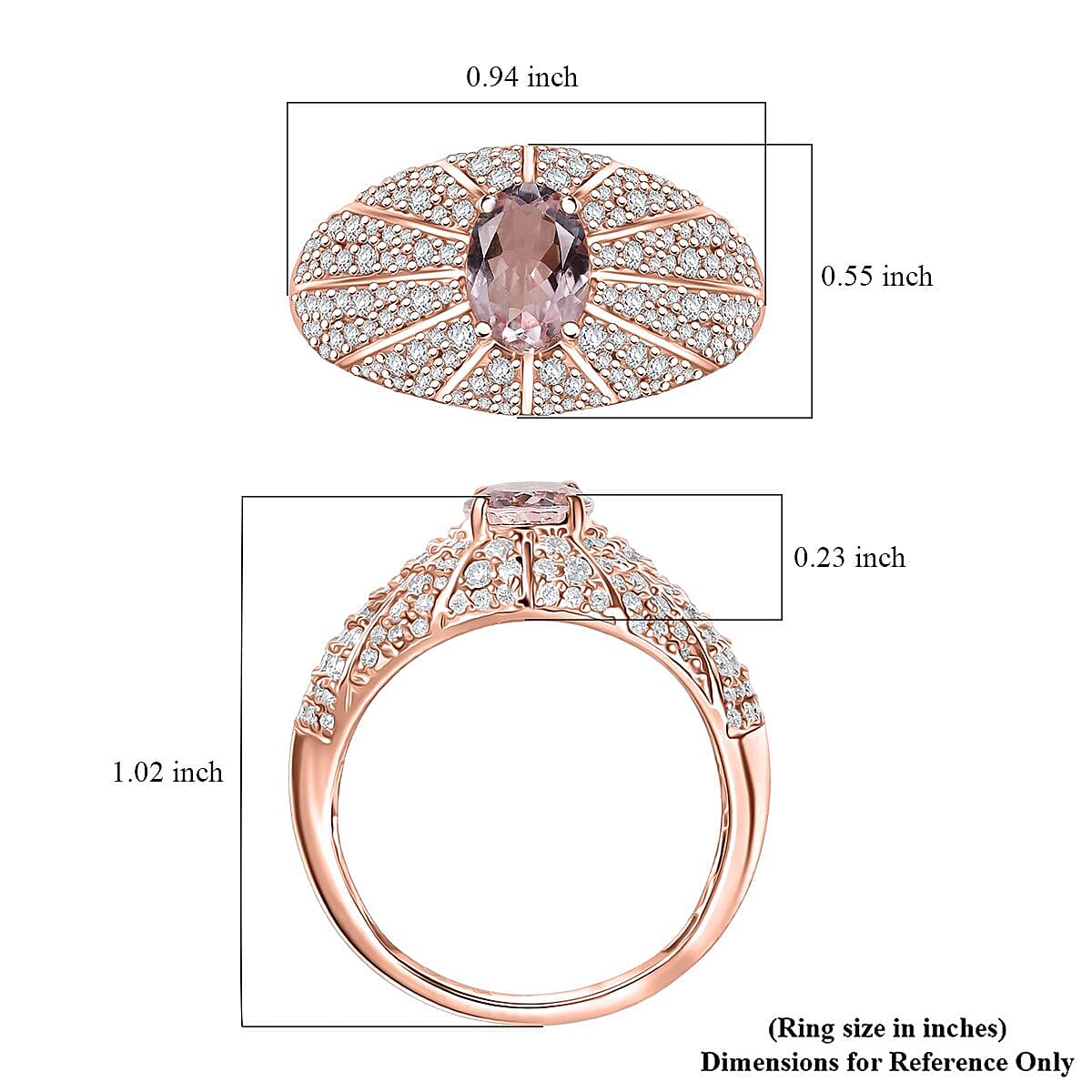 D'Joy Premium Pink Morganite and Moissanite 2.70 ctw Blooming Dawn Ring in 18K Vermeil Rose Gold Over Sterling Silver (Size 10.0)