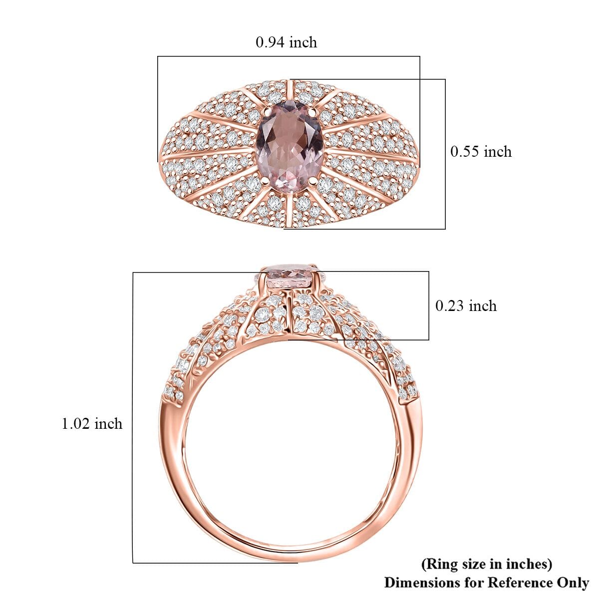 D'Joy Premium Pink Morganite and Moissanite 2.70 ctw Blooming Dawn Ring in 18K Vermeil Rose Gold Over Sterling Silver (Size 7.0) image number 5