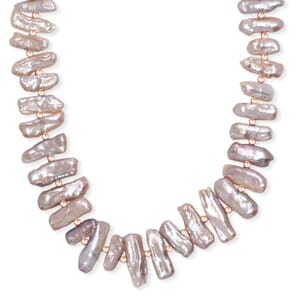 Pink Keshi Pearl Necklace in 18K Vermeil Rose Gold Over Sterling Silver 18 Inches