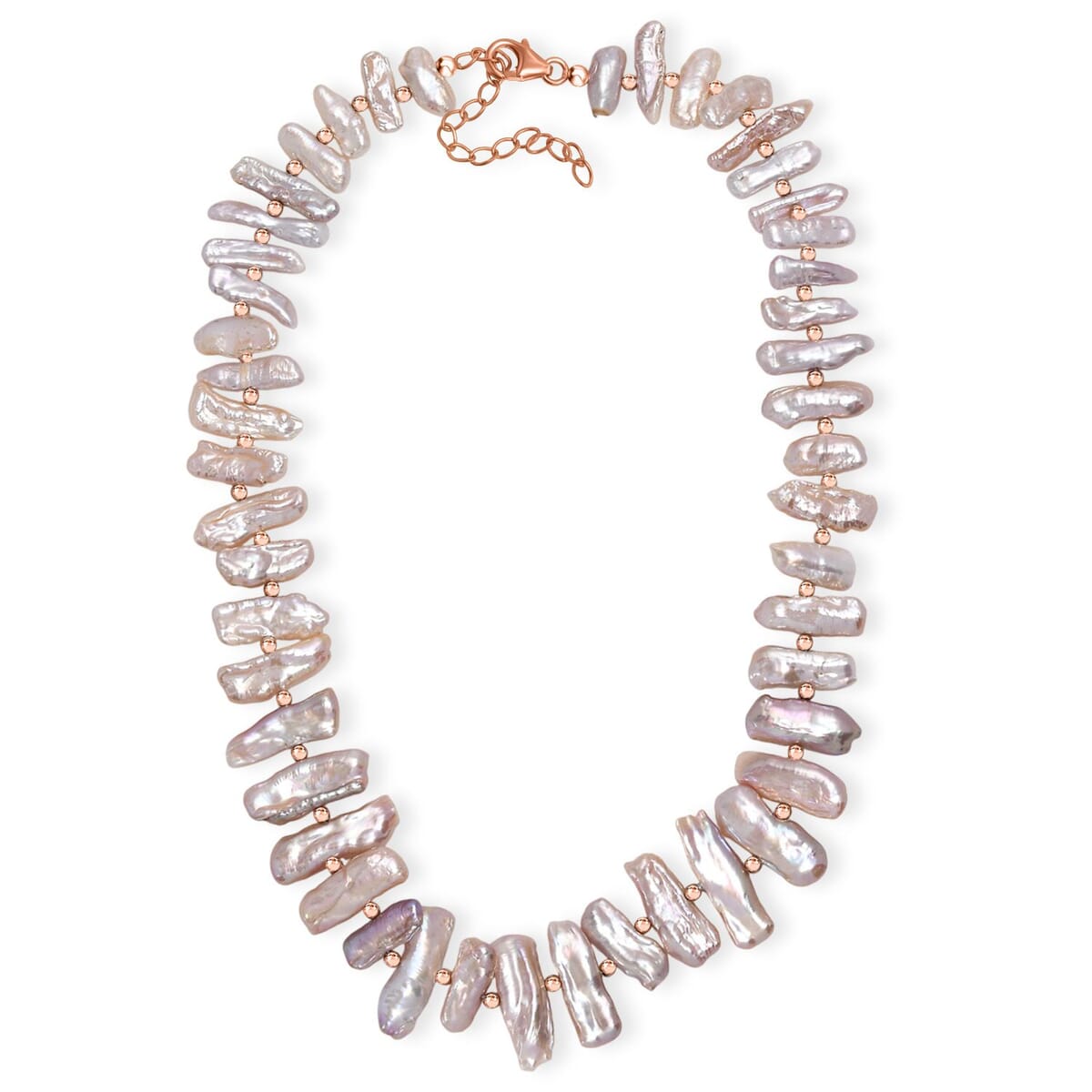Pink Keshi Pearl Necklace in 18K Vermeil Rose Gold Over Sterling Silver 18 Inches image number 3