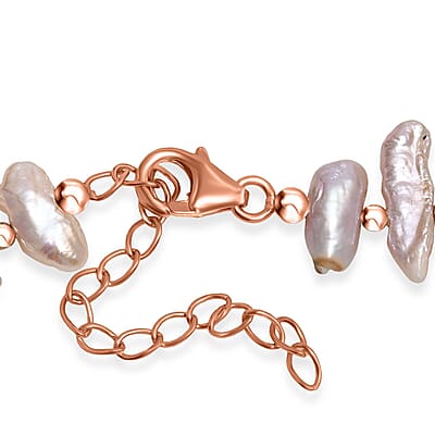 Pink Keshi Pearl Necklace in 18K Vermeil Rose Gold Over Sterling Silver 18 Inches