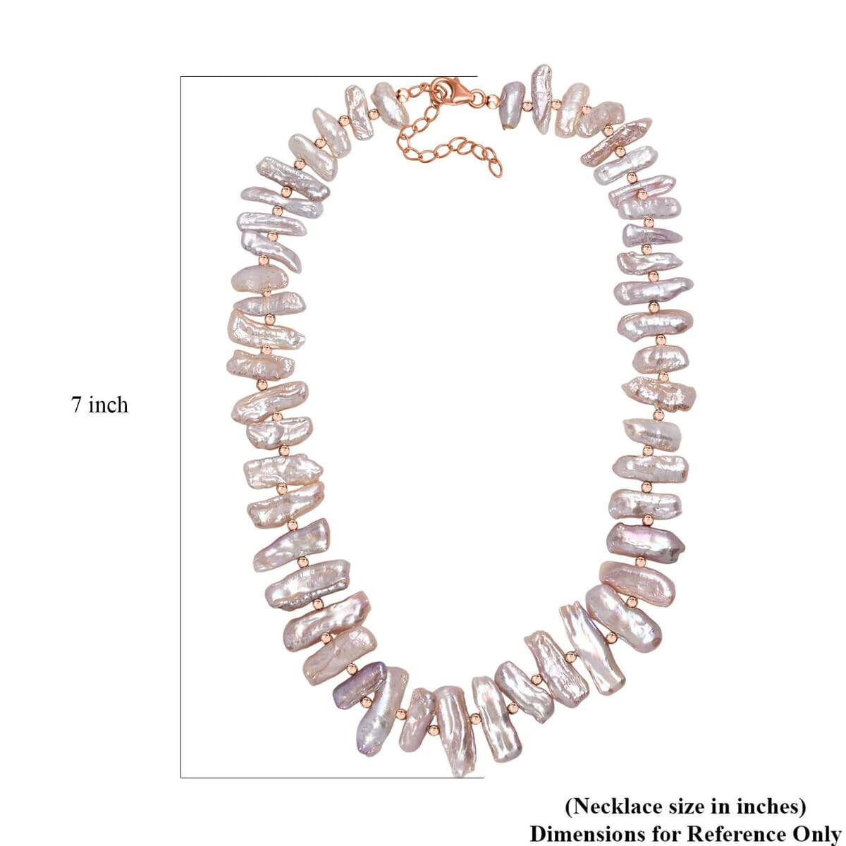 Pink Keshi Pearl Necklace in 18K Vermeil Rose Gold Over Sterling Silver 18 Inches image number 5