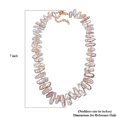Pink Keshi Pearl Necklace in 18K Vermeil Rose Gold Over Sterling Silver 18 Inches