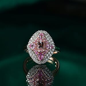 D'Joy Premium Pink Morganite and Multi Gemstone 2.25 ctw Garden Majesty Ring in 18K Vermeil Rose Gold Over Sterling Silver (Size 7.0)