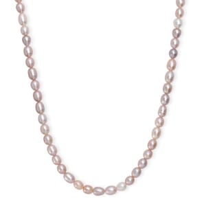 Multi Color Freshwater Pearl Rice Shape Necklace in Rhodium Over Sterling Silver 18 Inches