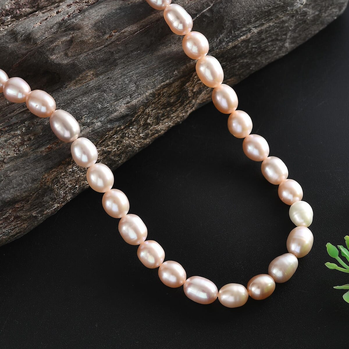 Multi Color Freshwater Pearl Rice Shape Necklace in Rhodium Over Sterling Silver 18 Inches image number 1