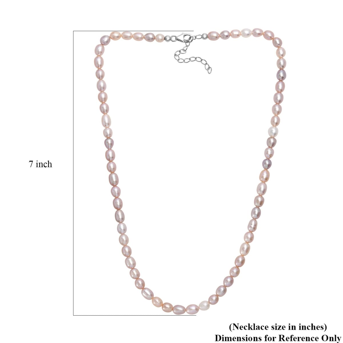 Multi Color Freshwater Pearl Rice Shape Necklace in Rhodium Over Sterling Silver 18 Inches image number 5