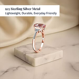 D'Joy Premium Pink Morganite and Multi Gemstone 2.70 ctw Rose Sunburst Ring in 18K Vermeil Rose Gold Over Sterling Silver (Size 8.0)