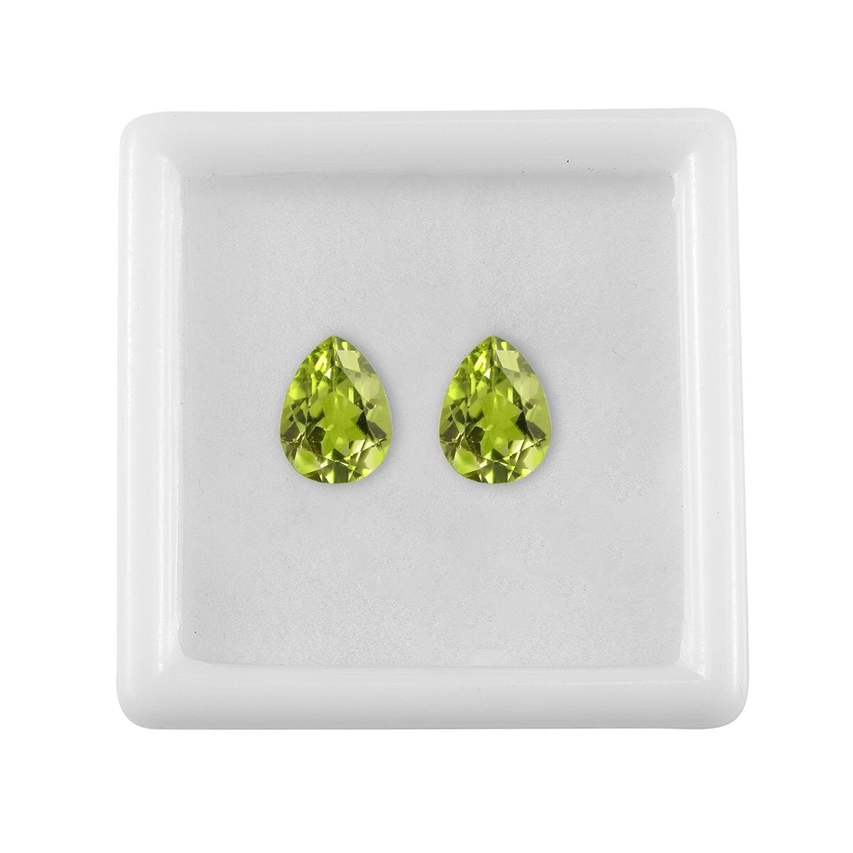 Set of 2 Peridot (Pear 9x7 mm) 3.02 ctw Loose Gemstone image number 3