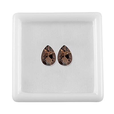 Brazilian Smoky Quartz Set of 2 (Pear 7x5 mm) 1.05 ctw Loose Gemstone