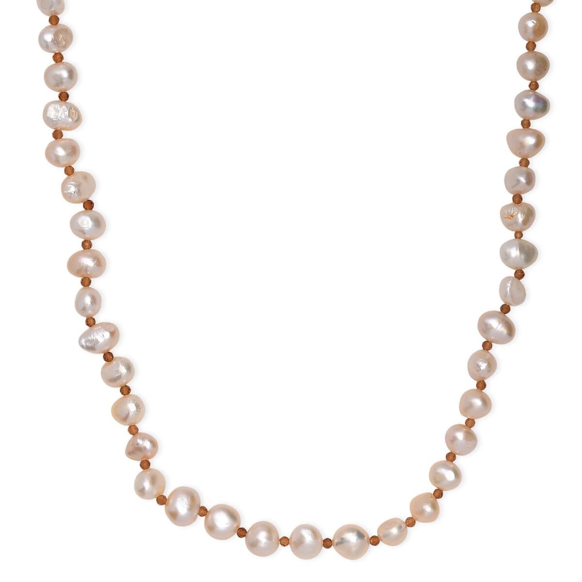 Peach Freshwater Pearl and Ratnapura Hessonite Garnet 20.00 ctw Necklace in 18K Vermeil Yellow Gold Over Sterling Silver image number 0