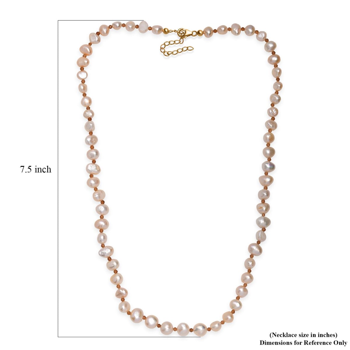 Peach Freshwater Pearl and Ratnapura Hessonite Garnet 20.00 ctw Necklace in 18K Vermeil Yellow Gold Over Sterling Silver image number 5