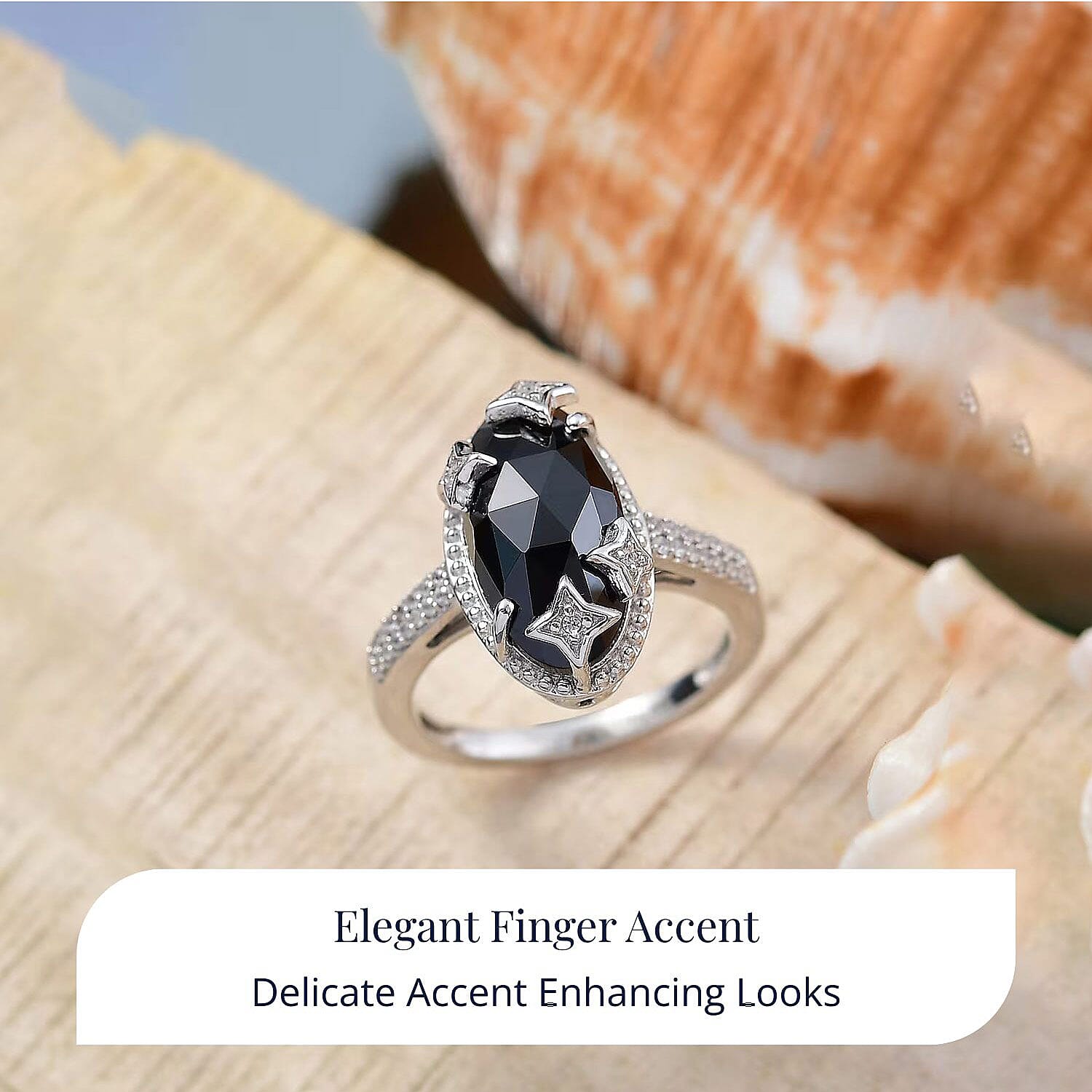 D'Joy Thai Black Spinel and White Zircon 6.85 ctw Ring in Rhodium Over Sterling Silver (Size 10.0)