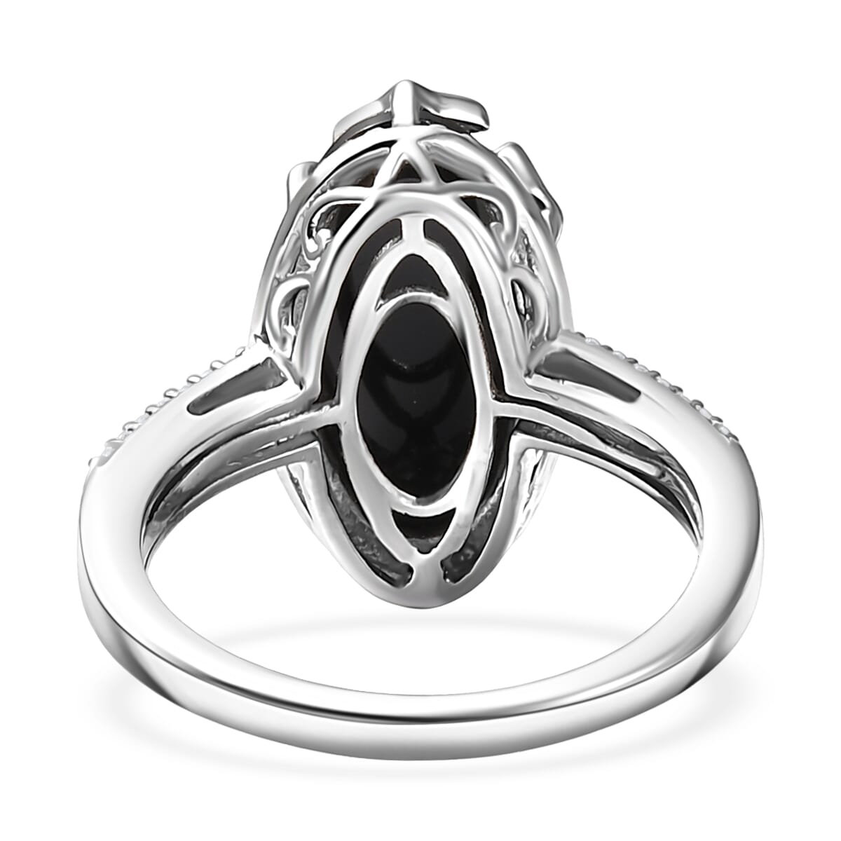 D'Joy Thai Black Spinel and White Zircon 6.85 ctw Ring in Rhodium Over Sterling Silver (Size 10.0) image number 4