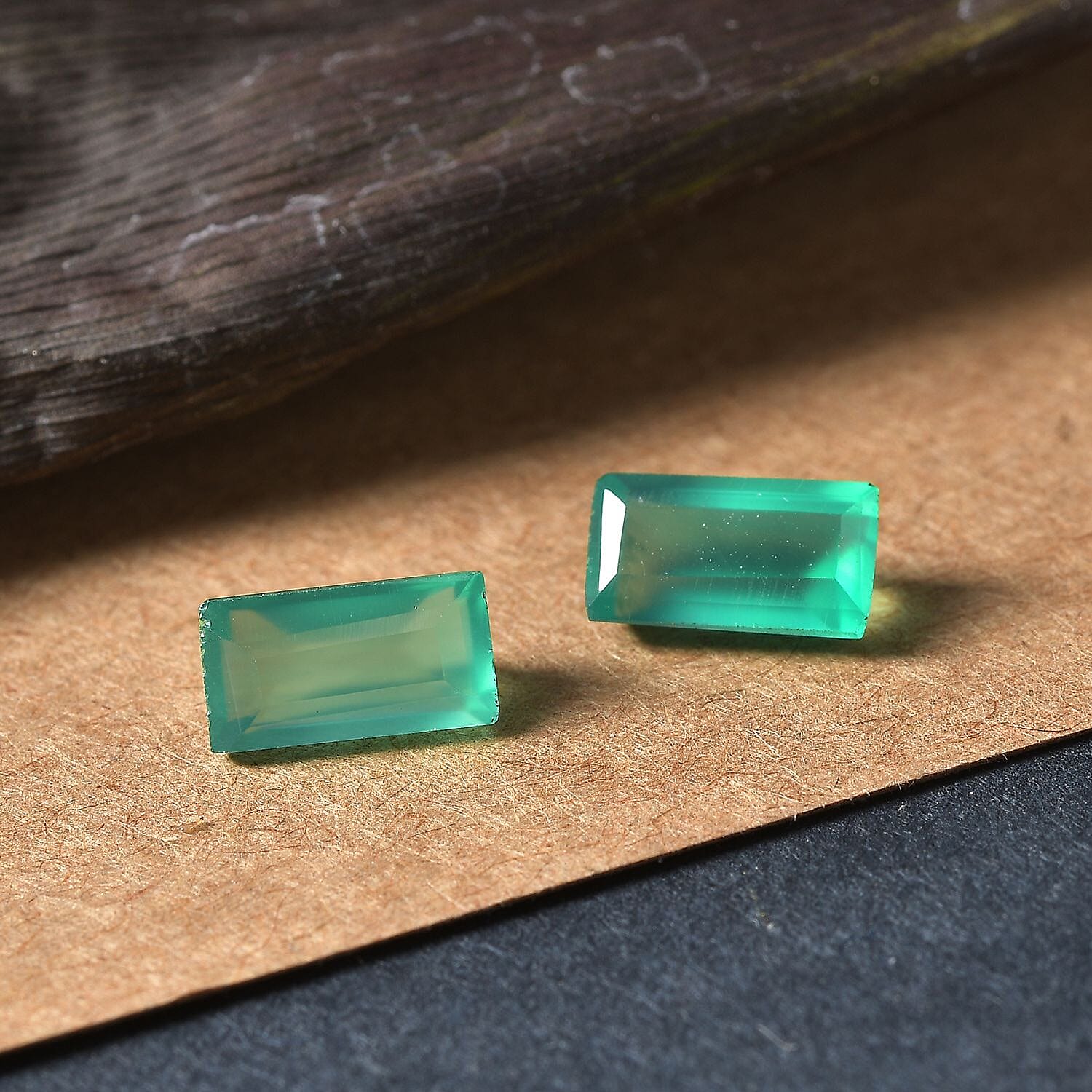 Green Onyx Set of 2 (Bgt 8x4 mm) 1.58 ctw Loose Gemstone
