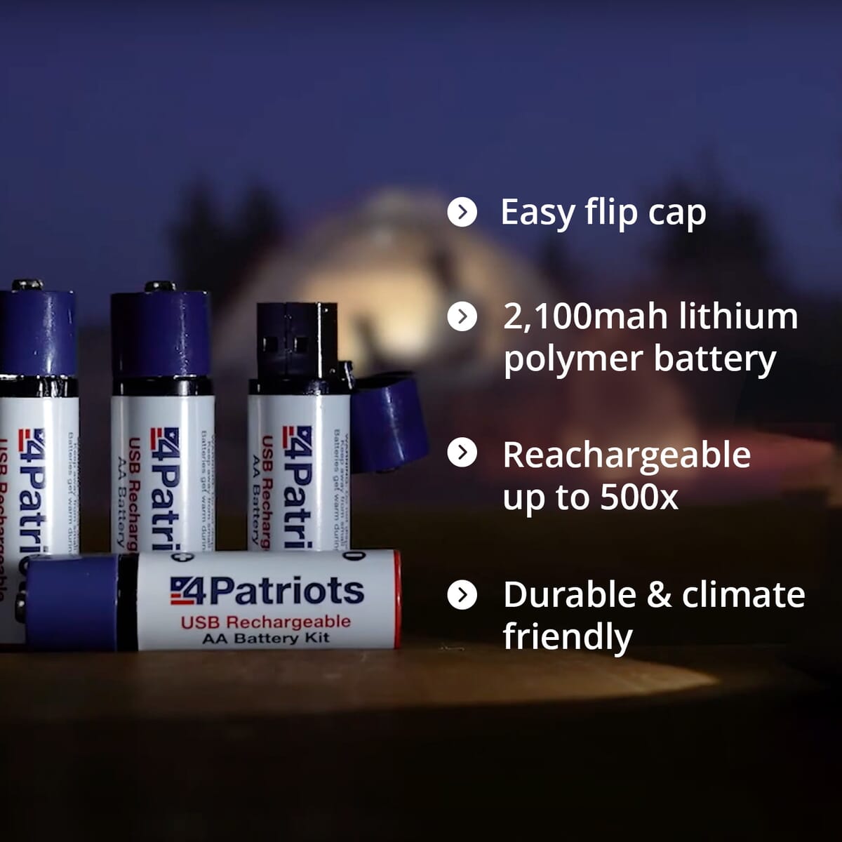 Closeout 4Patriots USB Rechargeable AA Batteries  image number 3