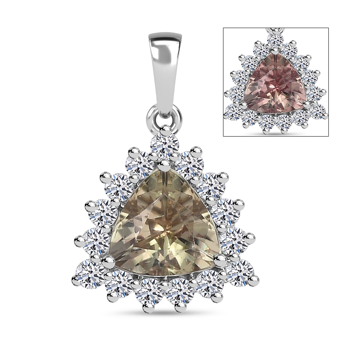 AAA Turkizite and Luxuriant Lab Grown Diamond G-H SI 1.80 ctw Pendant without Chain in 950 Platinum