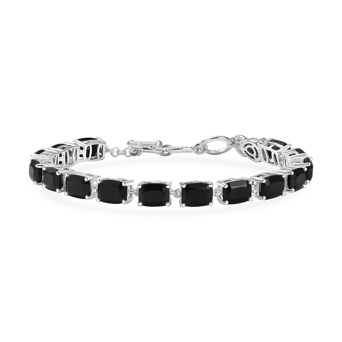 Karis Thai Black Spinel 34.70 ctw Panther Bracelet in Platinum Bon (6.50-8.0In) image number 0