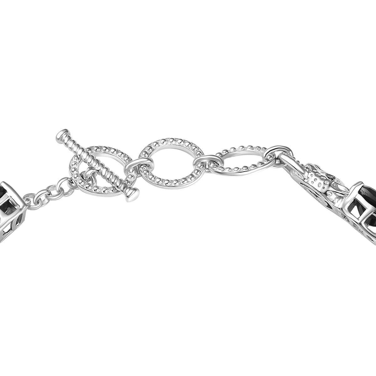 Karis Thai Black Spinel 34.70 ctw Panther Bracelet in Platinum Bon (6.50-8.0In) image number 3