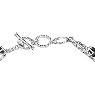Karis Thai Black Spinel 34.70 ctw Panther Bracelet in Platinum Bond (6.50-8.0In) 