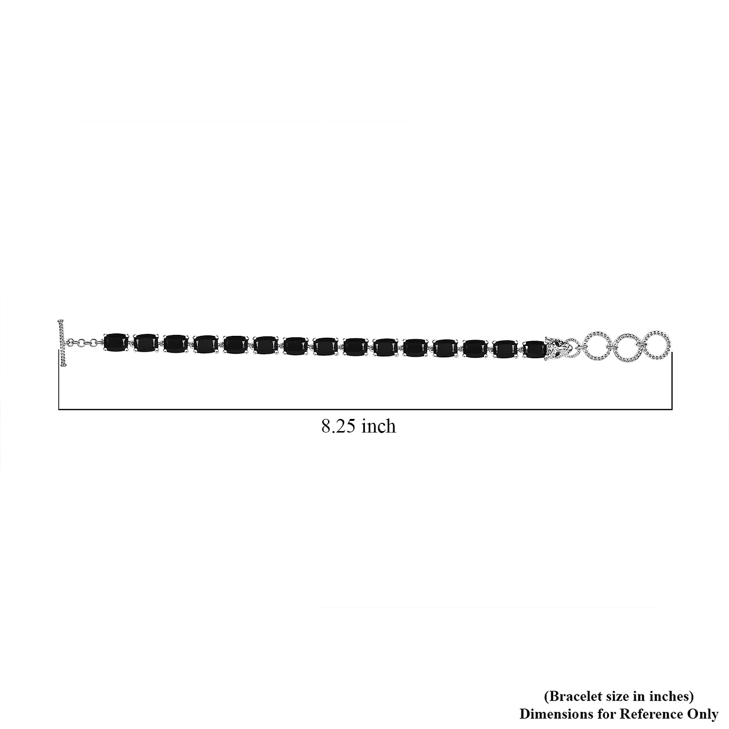 Karis Thai Black Spinel 34.70 ctw Panther Bracelet in Platinum Bond (6.50-8.0In)