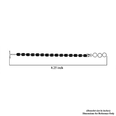 Karis Thai Black Spinel 34.70 ctw Panther Bracelet in Platinum Bond (6.50-8.0In) 
