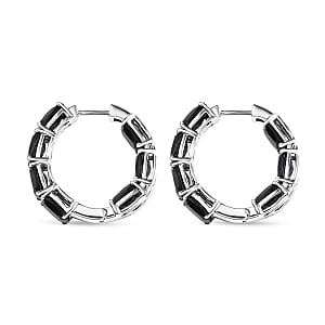 Karis Thai Black Spinel 16.60 ctw Inside-out Hoop Earrings in Platinum Bond 