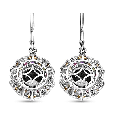 Karis Thai Black Spinel and Multi Gemstone 7.00 ctw Celestial Garden Earrings in 18K YG Plated and Platinum Bond 
