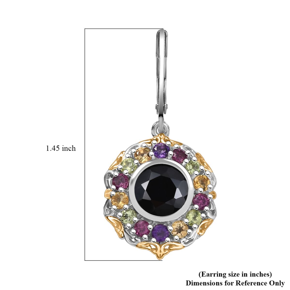 Karis Thai Black Spinel and Multi Gemstone 7.00 ctw Celestial Garden Earrings in 18K YG Plated and Platinum Bond  image number 5